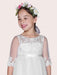 Flower Girl Dresses Ivory Jewel Tulle Neck Tulle Half Sleeves A-Line Lace Kids Party Dresses