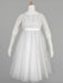 Flower Girl Dresses Ivory Jewel Tulle Neck Tulle Half Sleeves A-Line Lace Kids Party Dresses
