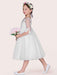 Flower Girl Dresses Ivory Jewel Tulle Neck Tulle Half Sleeves A-Line Lace Kids Party Dresses