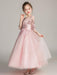 Flower Girl Dresses Jewel Neck Tulle Half Sleeves Ankle Length Princess Silhouette Embroidered Kids Party Dresses