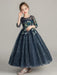 Flower Girl Dresses Jewel Neck Tulle Half Sleeves Ankle Length Princess Silhouette Embroidered Kids Party Dresses