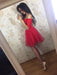 Half Sleeves Off-the-shoulder Tulle Ruched Homecoming Dress Short Red Prom Dresses - Prom Dresses