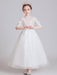 White Flower Girl Dresses Jewel Neck Polyester Half Sleeves Ankle-Length Princess Dress Kids Formal Pageant Dresses