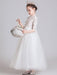 White Flower Girl Dresses Jewel Neck Polyester Half Sleeves Ankle-Length Princess Dress Kids Formal Pageant Dresses