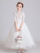 White Flower Girl Dresses Jewel Neck Polyester Half Sleeves Ankle-Length Princess Dress Kids Formal Pageant Dresses
