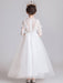 White Flower Girl Dresses Jewel Neck Polyester Half Sleeves Ankle-Length Princess Dress Kids Formal Pageant Dresses