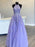 Halter Neck Long Purple Lace Prom Dresses, Purple Lace Formal Graduation Evening Dresses