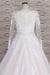 Illusion Appliques Long Sleeve Tulle Wedding Dress - Wedding Dresses