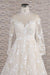 Illusion Long Sleeve Applqiues Tulle Wedding Dress - Wedding Dresses
