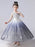 Ink Blue Flower Girl Dresses Jewel Neck Sleeveless Sequins Kids Social Party Dresses Princess Dress