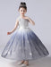 Ink Blue Flower Girl Dresses Jewel Neck Sleeveless Sequins Kids Social Party Dresses Princess Dress