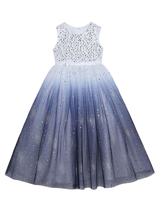 Ink Blue Flower Girl Dresses Jewel Neck Sleeveless Sequins Kids Social Party Dresses Princess Dress