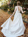 Ivory A-line Wedding Dresses With Train Sleeveless Pockets V-Neck Backless Satin Fabric Long Bridal Gowns