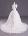 Ivory Ball Gown One-Shoulder Flower Court Train Wedding Dress 