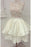 Ivory High Neck Satin Homecoming with Lace Short Two Layers Prom Dress - Prom Dresses