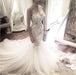Ivory Mermaid Backless Spaghetti Straps Court Train Lace Tulle Wedding Dress - Wedding Dresses