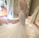 Ivory Mermaid Backless Spaghetti Straps Court Train Lace Tulle Wedding Dress - Wedding Dresses