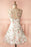 Ivory Round Neck Sleeveless Homecoming with Short Lace Prom Dress - Prom Dresses