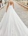 Ivory Simple Wedding Dress A Line V Neck Sleeveless Applique With Long Train Bridal Dresses
