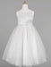 Flower Girl Dresses Ivory Tulle Jewel Neck Sleeveless A-Line Beaded Kids Social Party Dresses