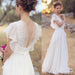Ivory V Neck Chiffon Boho Unique Cap Sleeves Beach Wedding Dress - Wedding Dresses
