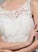 Ivory Wedding Dress Illusion Rhinestone Lace Satin Wedding Gown