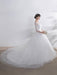 Ivory Wedding Dress Lace Applique Illusion Sweetheart Backless Half Sleeve A Line Chapel Train Bridal Dress