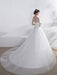 Ivory Wedding Dress Lace Applique Illusion Sweetheart Backless Half Sleeve A Line Chapel Train Bridal Dress