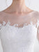 Ivory Wedding Dress Lace Applique Illusion Sweetheart Backless Half Sleeve A Line Chapel Train Bridal Dress