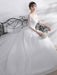 Ivory Wedding Dress Lace Applique Illusion Sweetheart Backless Half Sleeve A Line Chapel Train Bridal Dress