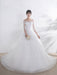 Ivory Wedding Dress Lace Applique Illusion Sweetheart Backless Half Sleeve A Line Chapel Train Bridal Dress
