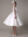 Ivory Wedding Dress Scoop Backless Knee Length Satin Wedding Gown misshow