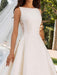 Ivory Wedding Dresses A Line With Chapel Train Sleeveless Lace High Collar Bridal Gowns