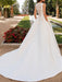 Ivory Wedding Dresses A Line With Chapel Train Sleeveless Lace High Collar Bridal Gowns