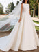 Ivory Wedding Dresses A Line With Chapel Train Sleeveless Lace High Collar Bridal Gowns