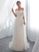 Ivory Wedding Dresses Off Shoulder Half Sleeve Tulle Beach Bridal Dress With Train