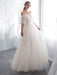 Ivory Wedding Dresses Off Shoulder Half Sleeve Tulle Beach Bridal Dress With Train