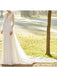 Ivory Wedding Dresses With Court Train A Line Long Sleeves Lace V Neck Bridal Gowns