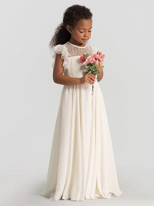 Jewel Neck Pleated Sleeveless Flower Girl Dresses Formal Kids Pageant Dresses
