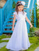 Jewel Neck Pleated Sleeveless Flower Girl Dresses Formal Kids Pageant Dresses
