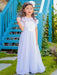 Jewel Neck Pleated Sleeveless Flower Girl Dresses Formal Kids Pageant Dresses
