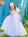 Jewel Neck Pleated Sleeveless Flower Girl Dresses Formal Kids Pageant Dresses
