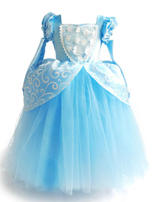 Flower Girl Dresses Jewel Neck Short Sleeves Pleated Kids Party Dresses Cinderella Princess Dress