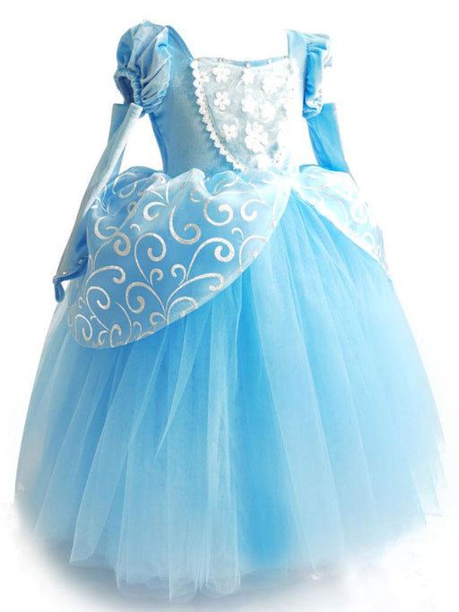 Flower Girl Dresses Jewel Neck Short Sleeves Pleated Kids Party Dresses Cinderella Princess Dress