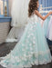 Flower Girl Dresses Jewel Neck Sleeveless Butterfly Detachable Wrap Formal Kids Pageant Dresses