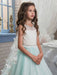 Flower Girl Dresses Jewel Neck Sleeveless Butterfly Detachable Wrap Formal Kids Pageant Dresses