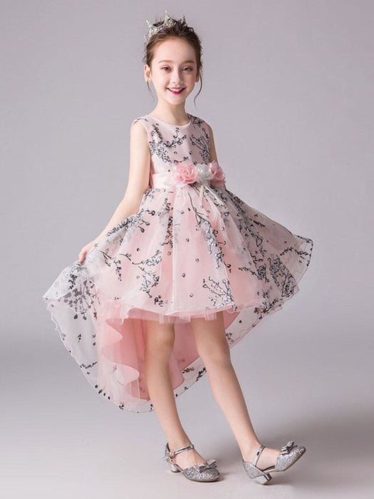 Flower Girl Dresses Jewel Neck Sleeveless Bows Formal Kids Pageant Dresses