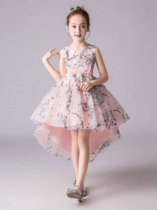 Flower Girl Dresses Jewel Neck Sleeveless Bows Formal Kids Pageant Dresses