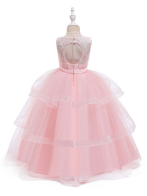 Flower Girl Dresses Jewel Neck Tulle Sleeveless Ankle Length Princess Silhouette Kids Social Party Dresses