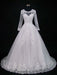 Lace Appliques Pearls Long Sleeves Wedding Dresses - White / Floor Length - wedding dresses